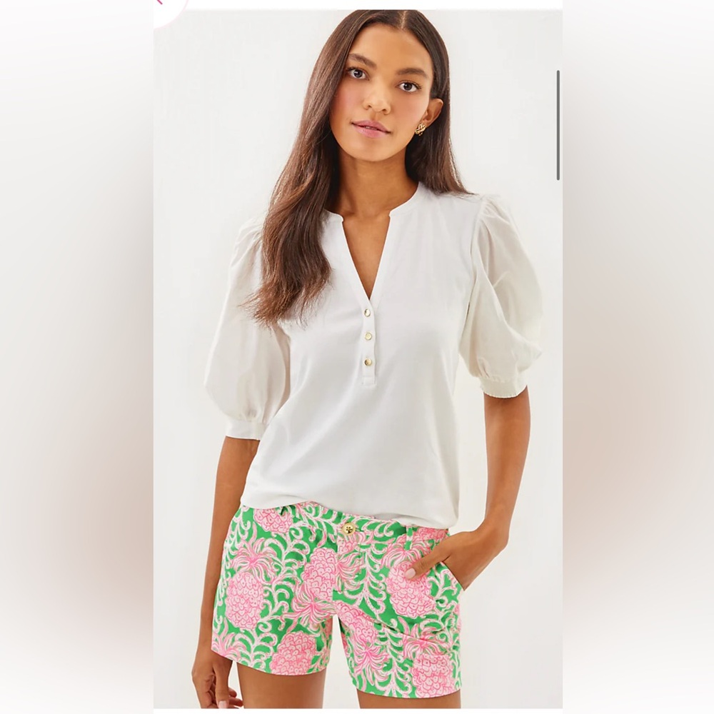 NWT Lilly Pulitzer Callahan Knit Short, Fauna Green Party Like A Pineapple, sz 8